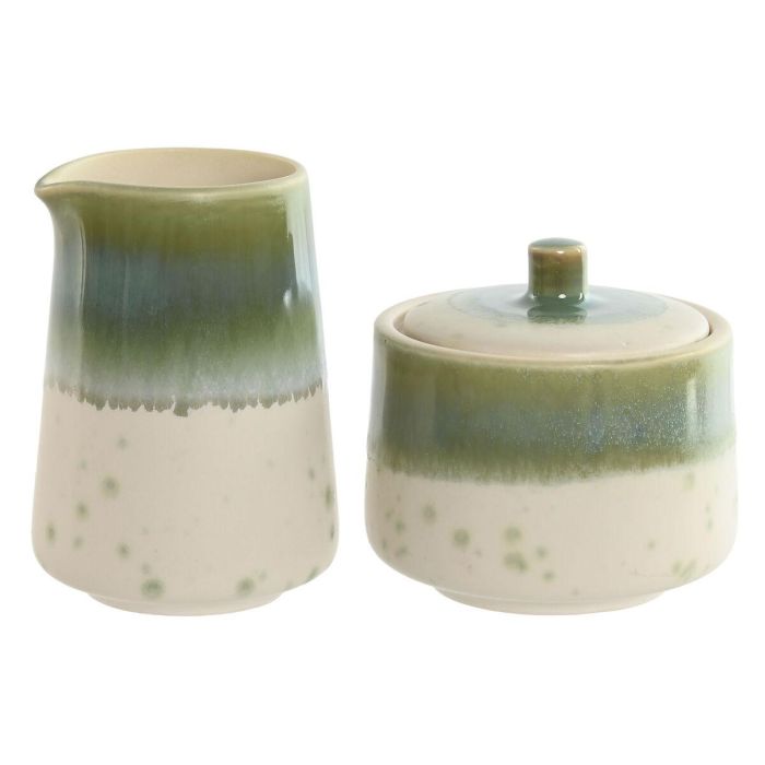 Azucarero Oriental DKD Home Decor Verde Blanco 9 x 8.4 x 9 cm Set de 2