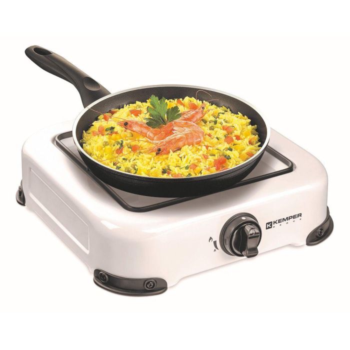 Kemper Cocina de Gas Butano/Propano 1 Quemador, 1 Fuego, Blanco, 270x300x90 mm, 1.2 kW, Acero Inoxidable, Tapa y Parrilla Extraíble