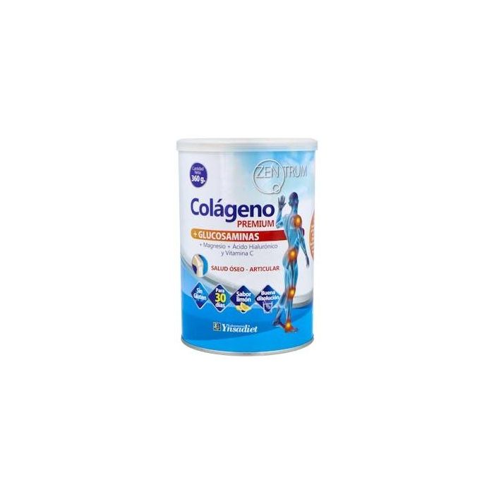 YNSADIET Colágeno Premium Hidrolizado con Magnesio, Glucosamina, Ácido Hialurónico y Vitamina C Sabor Limón 360g