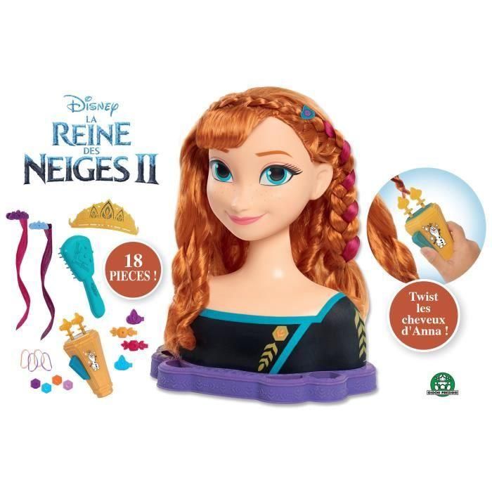 Disney Princess Frozen 2 Anna - Cabeza de Peinado Deluxe para Niñas con Accesorio Twister y 18 Piezas 2 Disney Princess Frozen 2 Anna - Cabeza de Peinado Deluxe para Niñas con Accesorio Twister y 18 Piezas 2