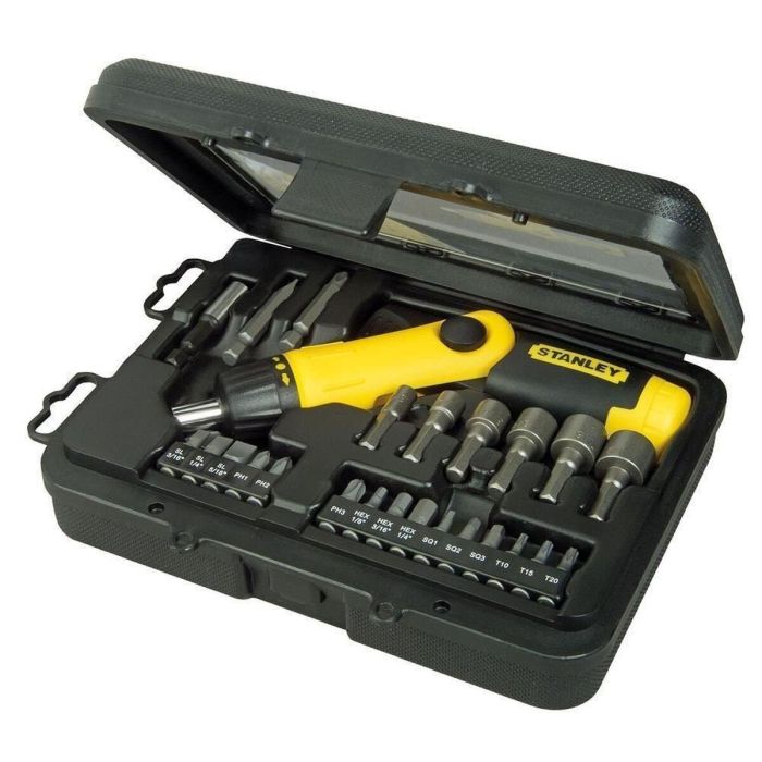 Stanley Destornillador Trinquete Articulado Pistola con Depósito Integrado de 6 Bits - Caja 25 uds. 8 Stanley Destornillador Trinquete Articulado Pistola con Depósito Integrado de 6 Bits - Caja 25 uds. 8