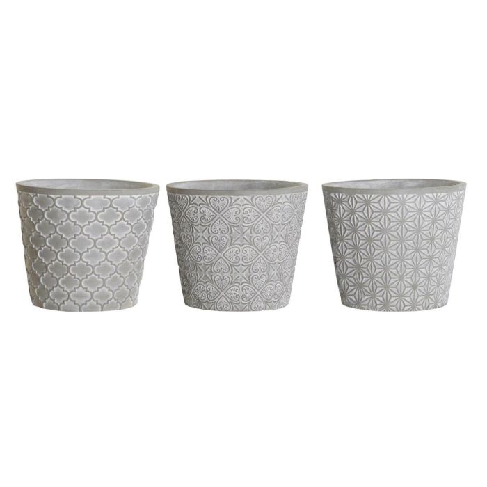 Macetero DKD Home Decor Gris Cemento 17 x 17 x 14,5 cm (3 Unidades) Macetero DKD Home Decor Gris Cemento 17 x 17 x 14,5 cm (3 Unidades)