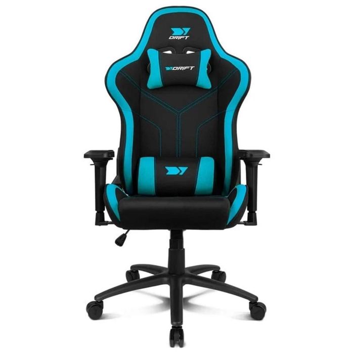DRIFT DR110BL Silla Gaming Ergonómica 150kg, Reposabrazos 4D, Tejido Transpirable, Cojines Lumbar/Cervical Negro y Azul