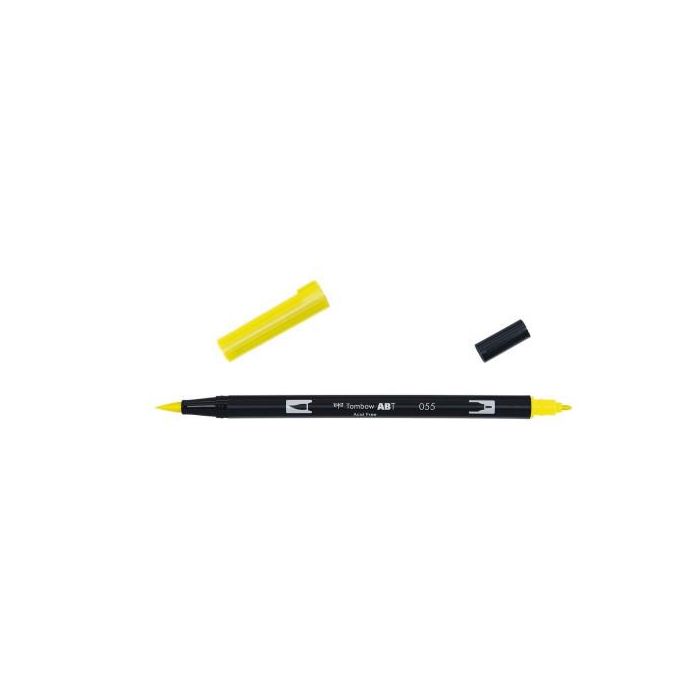 Tombow ABT-055 Rotulador Doble Punta Pincel, Color Process Yellow, Punta Fino/Extragrueso, 0.3mm-1cm 0