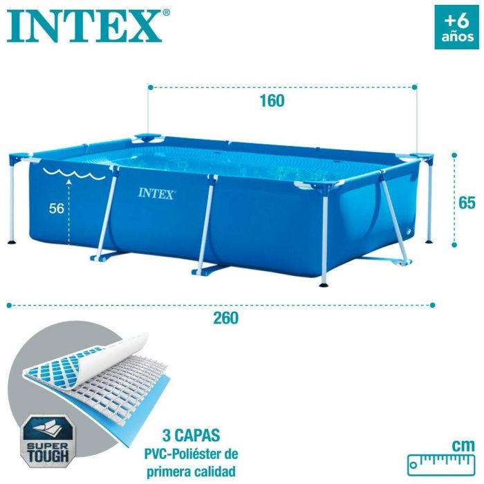 Intex Piscina Rectangular Desmontable 260x160x65 cm Capacidad 2282 Litros +6 Años 1 Intex Piscina Rectangular Desmontable 260x160x65 cm Capacidad 2282 Litros +6 Años 1
