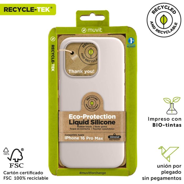 Muvit Funda Recycletek Liquid Silicone Ecológica para Apple - Protección Antigolpes y Antihuellas con Interior de Microfibra, Fabricada con Silicona Reciclada Certificada GRS 2