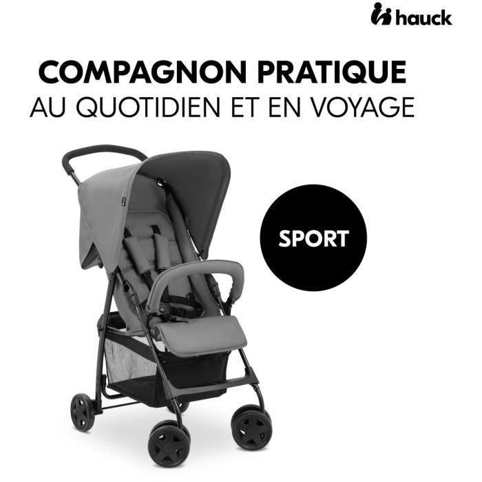 HAUCK - Cochecito - SPORT - Plegable y reclinable - Capota - 4 ruedas - Gris 1