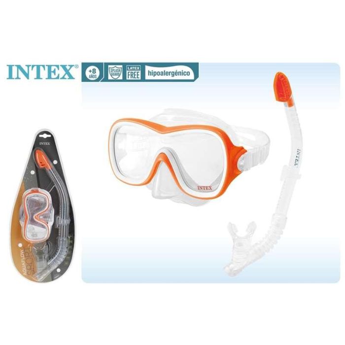 Intex Set Completo de Buceo y Snorkel Wave Rider para Niños y Jóvenes Mayores de 8 años, Incluye Máscara y Tubo Respirador de PVC. 4 Intex Set Completo de Buceo y Snorkel Wave Rider para Niños y Jóvenes Mayores de 8 años, Incluye Máscara y Tubo Respirador de PVC. 4