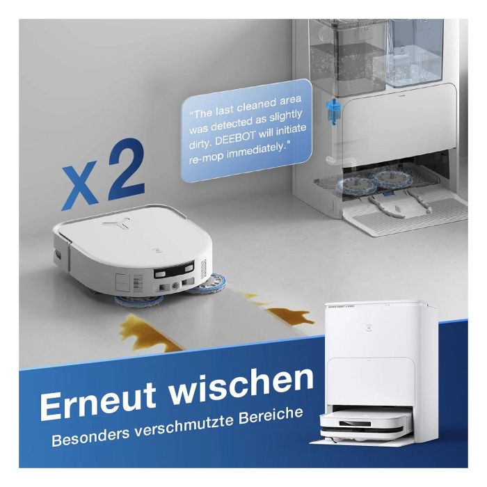 ECOVACS DEEBOT X5 OMNI Robot Aspirador con Estación de Vaciado Autónomo y Fregado, Sin Bolsa, Blanco, Forma D, 3.5L, Navegación Láser, 6400 mAh