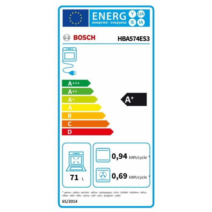 Horno Pirolítico BOSCH HBA574ES3 71 L 3600 W 1 Horno Pirolítico BOSCH HBA574ES3 71 L 3600 W 1