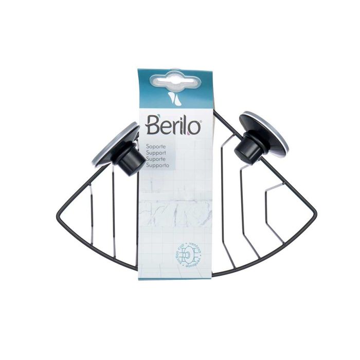 Soporte Pared Esquinero Metal Negro Mate Ventosa Berilo 13X17CM (12 Unidades) 1 Soporte Pared Esquinero Metal Negro Mate Ventosa Berilo 13X17CM (12 Unidades) 1