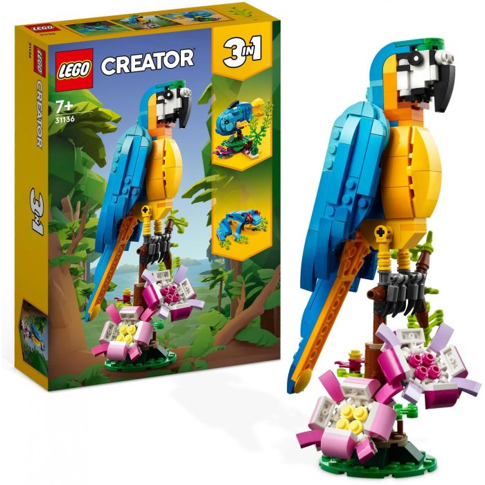 LEGO 31136 Creador 3-en-1: Loro Exótico, Modelo Rana y Pez. Set de Construcción de Figuras de Animales de la Jungla 12