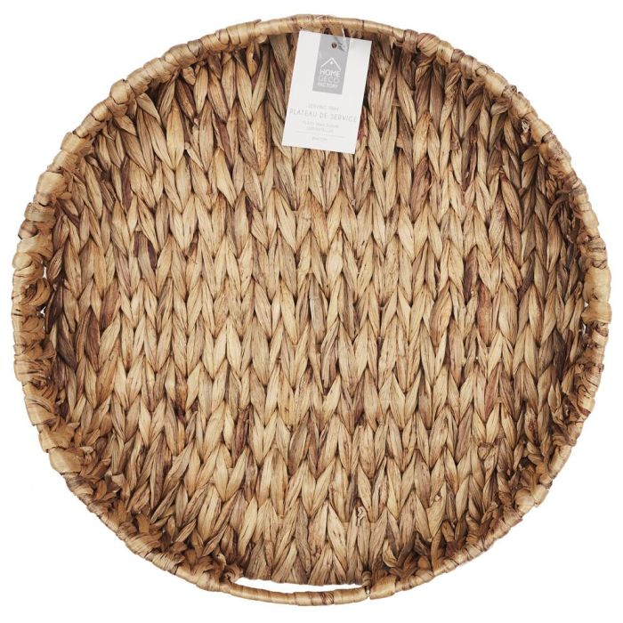 Home Deco Factory Bandeja Redonda Trenzada Vegetal Natural con Asas Diámetro 40 cm Colección Natural 2