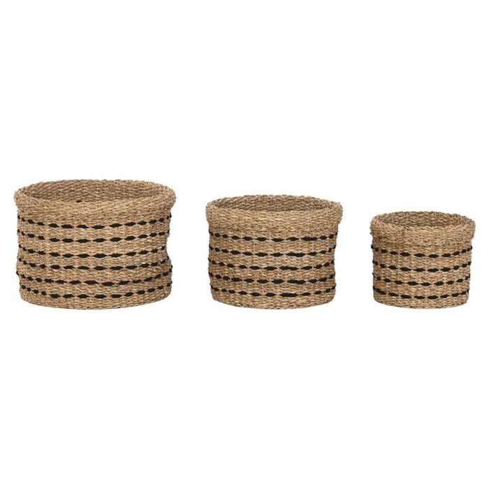 DKD Home Decor Cesta Boho de Seagrass y Yute Natural y Negro, Set de 3 Cestas de Almacenamiento Decorativas 45x30x45cm 0 DKD Home Decor Cesta Boho de Seagrass y Yute Natural y Negro, Set de 3 Cestas de Almacenamiento Decorativas 45x30x45cm 0