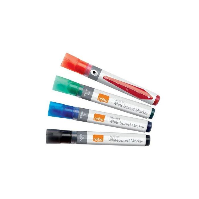 Marcador Pizarra Nobo Liquid Biselado Caja De 4 Surtidos