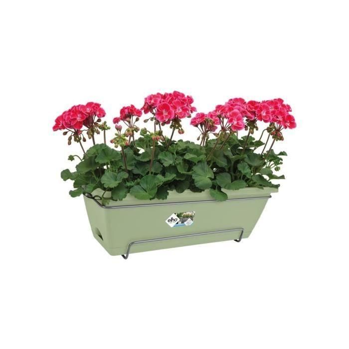 Elho ELH8711904527457 Barcelona Balconier Allin1 - Macetero Verde L 50 x B 28 x H 19 cm para Balcón Exterior, 100% Reciclado
