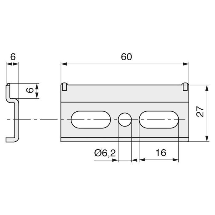 Herrajes Fab.Nacional H27 L60 Placa Colgador para Mueble de Cocina Galvanizado 1