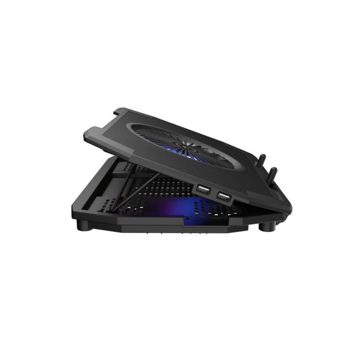 GENESIS Oxid 850 Almohadilla Refrigeradora para Portátil 17.3" con 5 Ventiladores, Iluminación RGB, Ajuste de Altura y 2 Puertos USB Negro 1