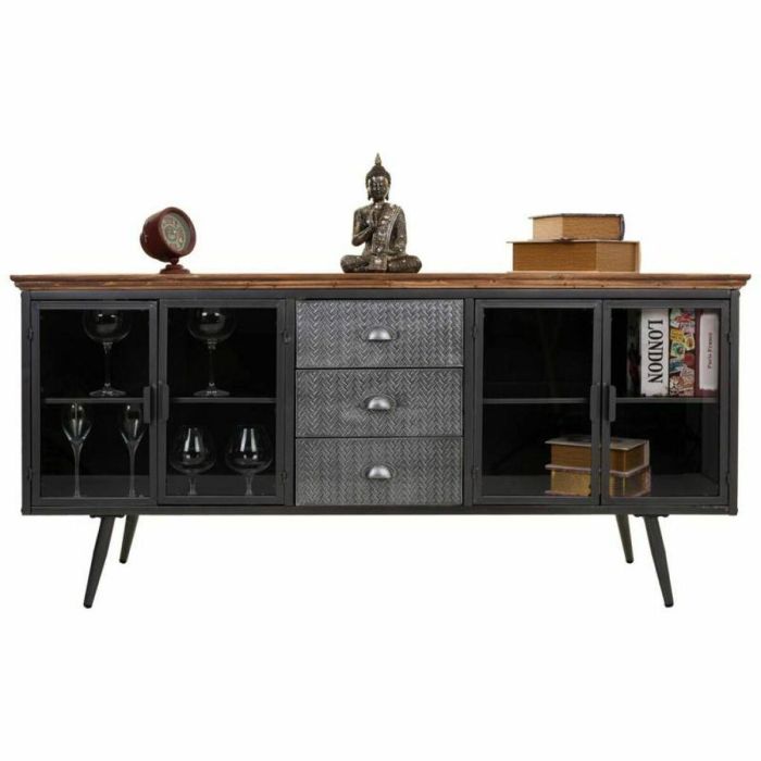 Aparador Alexandra House Living Marrón Gris Madera Metal 42 x 74 x 164 cm 8