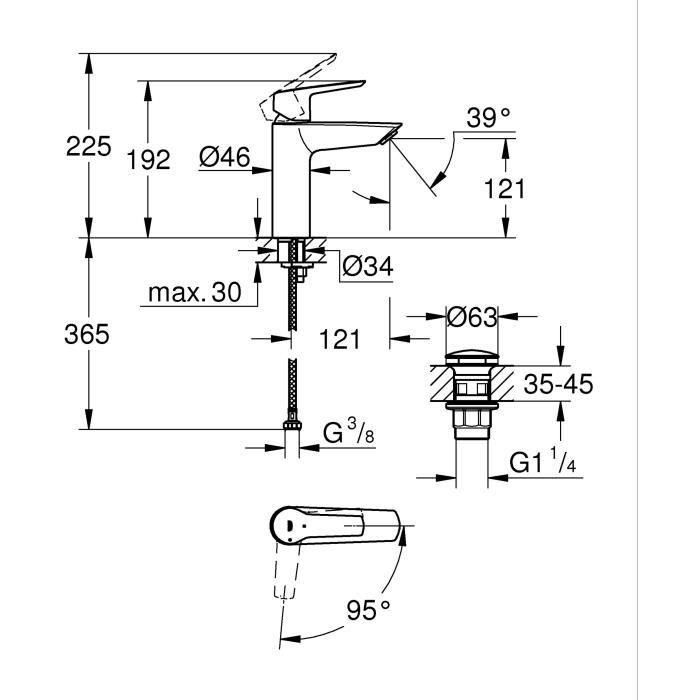 Mezclador monomando de lavabo - GROHE Start - 237462432 - Negro mate - Talla M - Caño mediano - Ahorro de agua 3 Mezclador monomando de lavabo - GROHE Start - 237462432 - Negro mate - Talla M - Caño mediano - Ahorro de agua 3