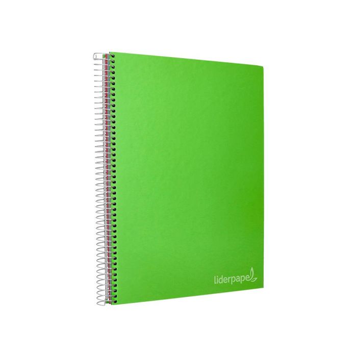 Cuaderno Espiral Liderpapel A4 Micro Jolly Tapa Forrada 140H 75 gr Cuadro 5 mm 5 Bandas 4 Taladros Color Verde 3