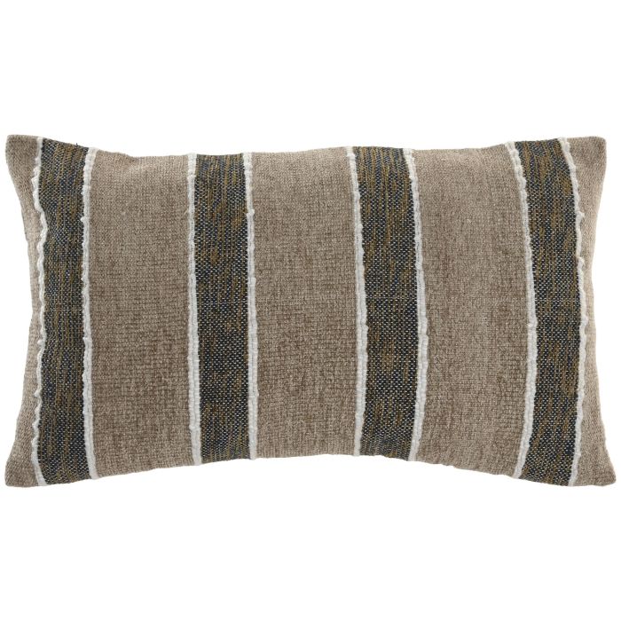 DKD Home Decor Cojín Tradicional de Algodón y Velvet 30 x 50 cm Gris Claro Beige (2 Unidades)