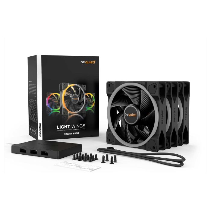 be quiet! LIGHT WINGS 120mm PWM ARGB Triple-Pack Ventilador PC 120mm LED RGB Control PWM Flujo Aire 70.53 m3/h Negro (3uds) 5