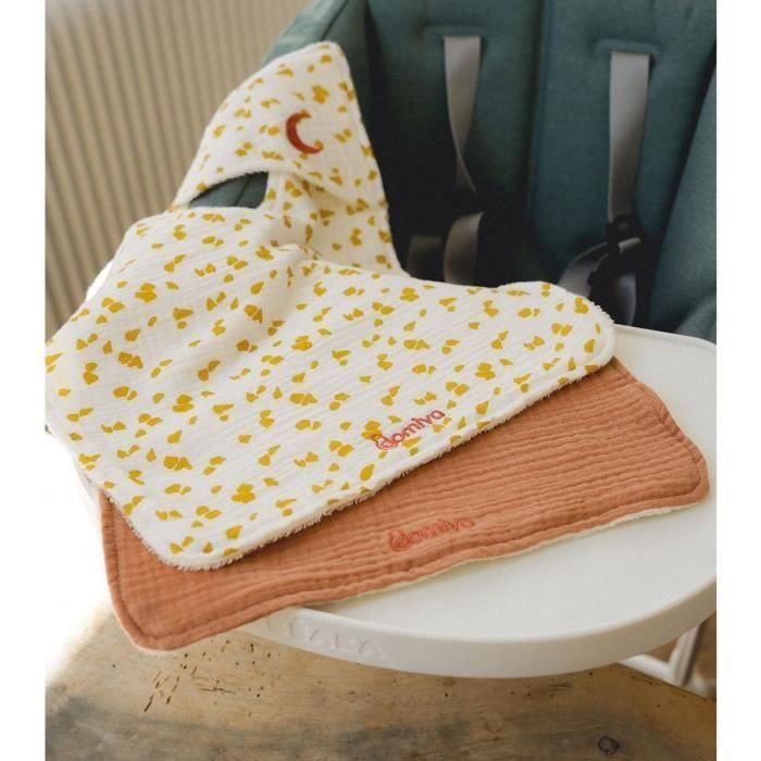 Pack de 2 baberos - DOMIVA - Savannah - Escote americano - Algodón suave y absorbente 1 Pack de 2 baberos - DOMIVA - Savannah - Escote americano - Algodón suave y absorbente 1