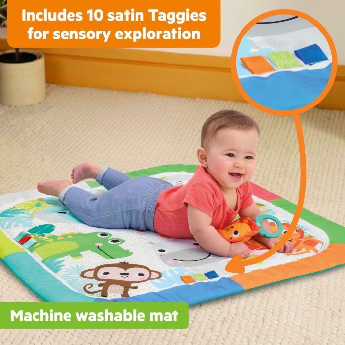 Bright Starts BS17516 - Alfombra de Actividades Plegable para Bebé, Azul Jungla, Arco con Juguetes Sensoriales y Musicales, Espejo 8 Bright Starts BS17516 - Alfombra de Actividades Plegable para Bebé, Azul Jungla, Arco con Juguetes Sensoriales y Musicales, Espejo 8