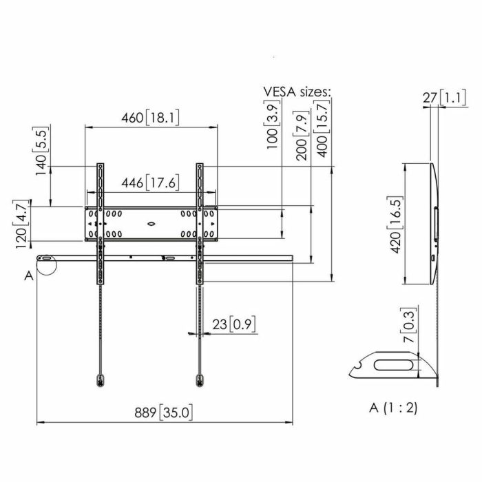 Vogel's PFW 4500 Soporte de pared fijo con bloqueo antirrobo para pantallas 42-55" hasta 50kg, certificado TÜV 2