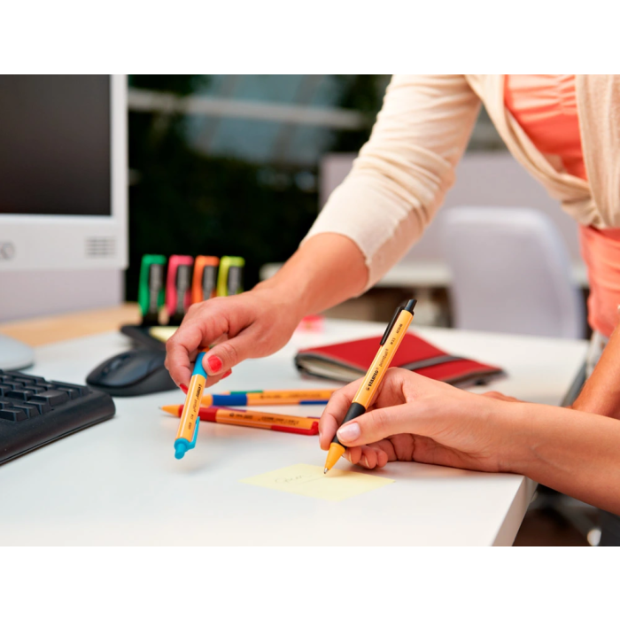 Stabilo Pointball Bolígrafo Retráctil, Punta 0.5 mm, Tinta Azul, 79% Plástico Reciclado 4