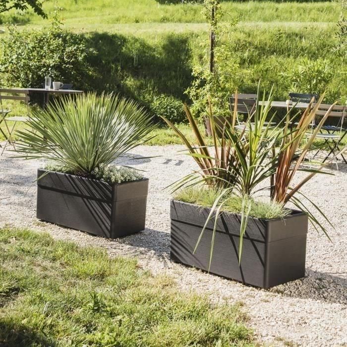 Jardinera - CAREL - Gris antracita - 63 L - 78 x 39 x H.39 cm - EDA - Con ruedas - Para exterior o interior 2 Jardinera - CAREL - Gris antracita - 63 L - 78 x 39 x H.39 cm - EDA - Con ruedas - Para exterior o interior 2
