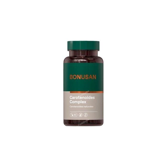 BONUSAN Complejo de Carotenoides Naturales con Algas, Aceite de Zanahoria, Tomate, Luteína y Licopeno 60 Cápsulas