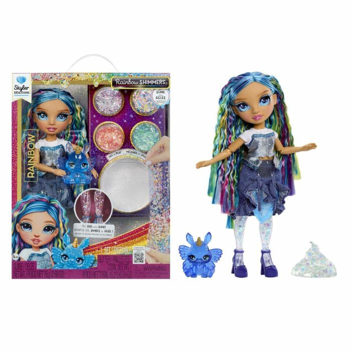 Rainbow High Muñeca Skyker 22 cm Azul con Slime Transparente y Diferentes Tipos de Brillo. Edad 4+ años. 7