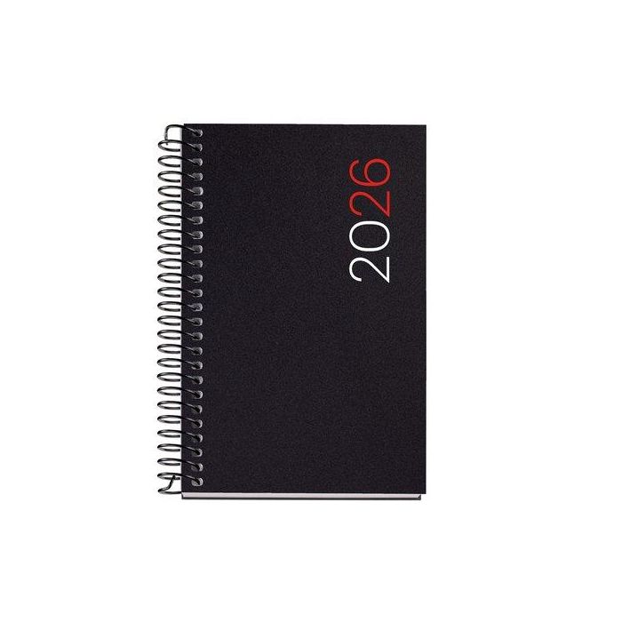 Agenda Anual (2026) Miquelrius Basic City Espiral Tapa Pp Caddy 80X120 S/V Negro