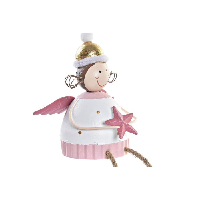 Figura Navidad Fantasia DKD Home Decor Blanco Rosa 6.5 x 11 x 9 cm (6 Unidades) 1