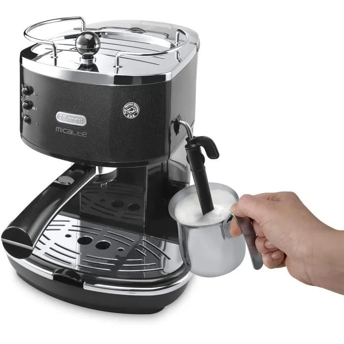 Delonghi ECO 311.BK Cafetera Espresso Icona Classic - Negro Onyx, 1100W, 15 Bar, 1.4L Tanque, Vapor Ajustable 2