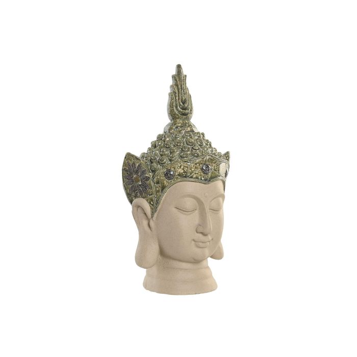 DKD Home Decor Figura Oriental Buda Beige Verde Magnesia Fibra Vidrio 21.5 x 45 x 24 cm (2 Unidades)