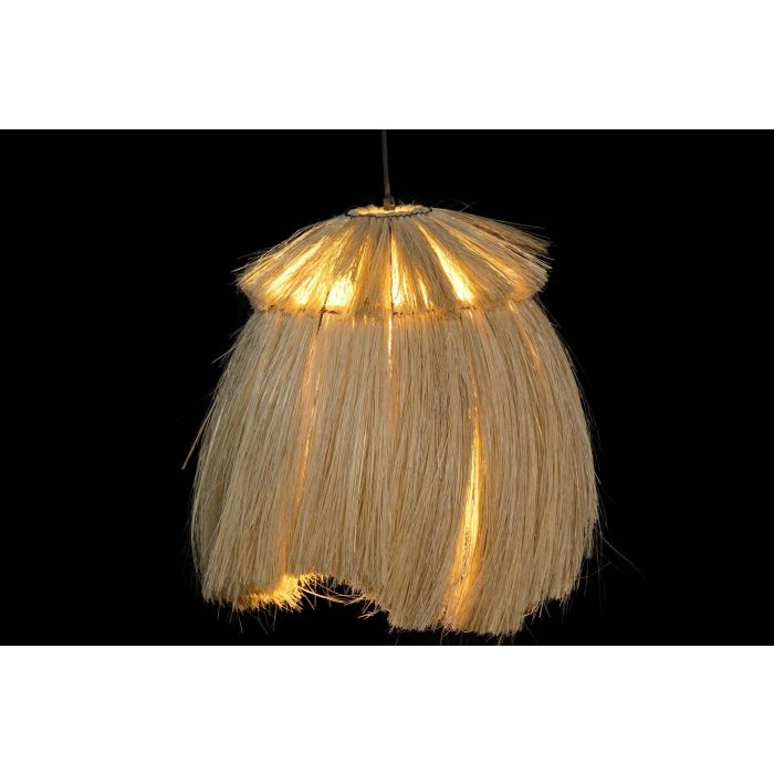 DKD Home Decor Lámpara de Techo Balines Yute y Metal Natural Hecha a Mano Alto 55cm Base 45x45cm E27 40W 1