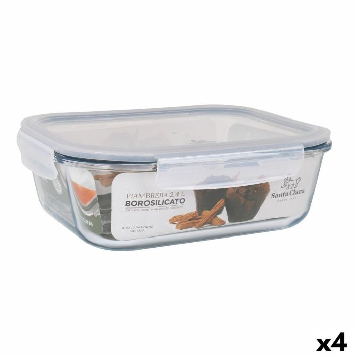 Fiambrera Hermética Santa Clara Transparente Rectangular 2,4 L (4 Unidades) Fiambrera Hermética Santa Clara Transparente Rectangular 2,4 L (4 Unidades)