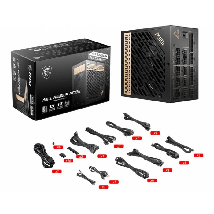 MSI MEG AI1300P PCIE5 unidad de fuente de alimentación 1300 W 24-pin ATX ATX Negro 4