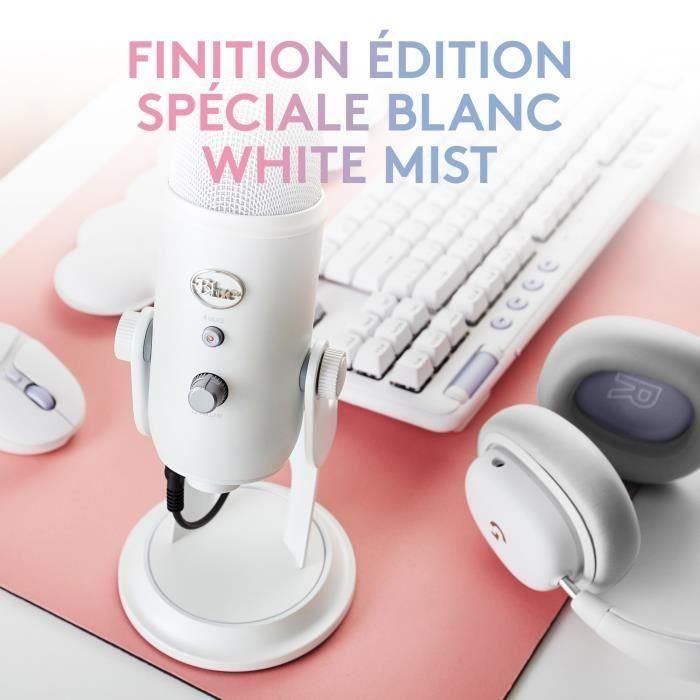 Micrófono USB - Blue Yeti Premium - para grabar, transmisión, juegos, podcasts en PC o Mac - Mist blanca blanca 1 Micrófono USB - Blue Yeti Premium - para grabar, transmisión, juegos, podcasts en PC o Mac - Mist blanca blanca 1