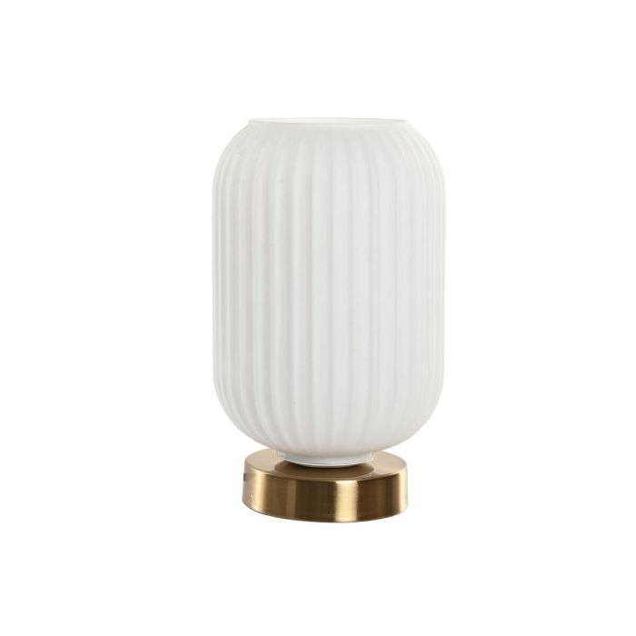 DKD Home Decor Lámpara de Sobremesa Moderna de Cristal y Metal Blanco Dorado, para bombilla E27, Potencia Máx. 50W, 14x23x14 cm 1 DKD Home Decor Lámpara de Sobremesa Moderna de Cristal y Metal Blanco Dorado, para bombilla E27, Potencia Máx. 50W, 14x23x14 cm 1