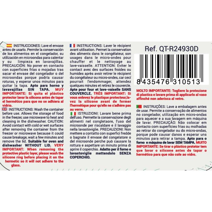 Fiambrera Rect.Herm15.3X11.5Cm 470Cc "Qt (12 Unidades) 1 Fiambrera Rect.Herm15.3X11.5Cm 470Cc "Qt (12 Unidades) 1