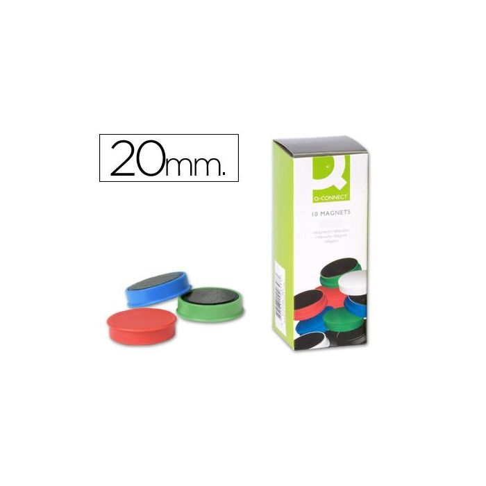 Iman Para Sujecion Q-Connect Ideal Para Pizarras Magneticas20 mm Colores Surtidos Caja De 10 Unidades