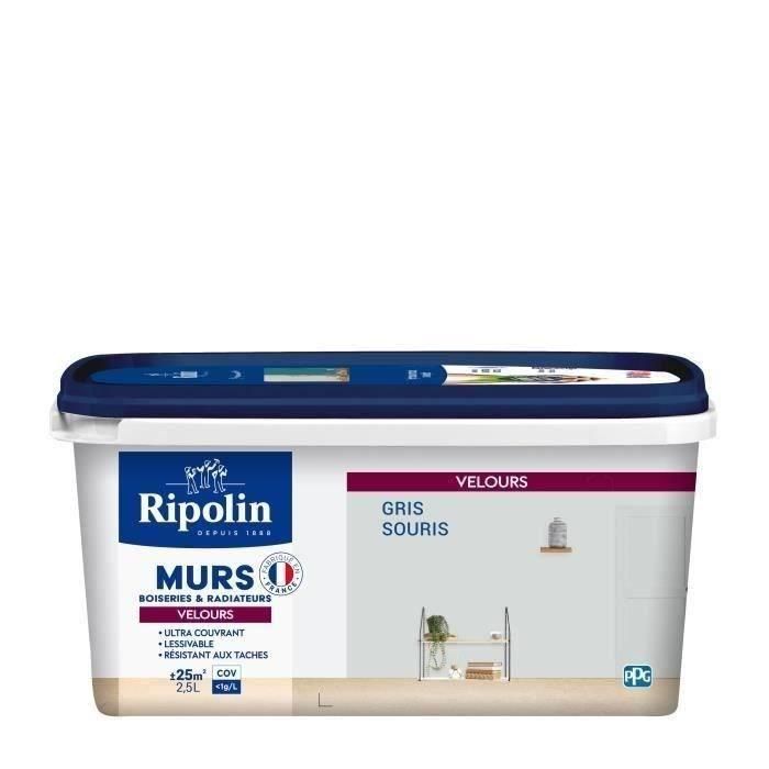 RIPOLIN Pintura Terciopelo Color para Paredes, Carpintería de Radiadores - Gris Ratón RIPOLIN Pintura Terciopelo Color para Paredes, Carpintería de Radiadores - Gris Ratón
