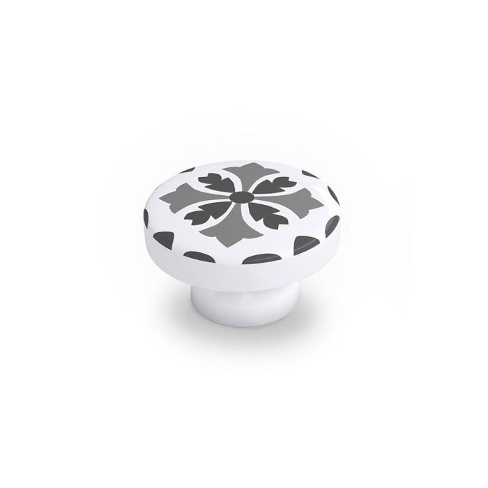 Rei e243 - Blister con 4 pomos redondos para mueble, madera haya, acabado gris, Ø38mm Rei e243 - Blister con 4 pomos redondos para mueble, madera haya, acabado gris, Ø38mm