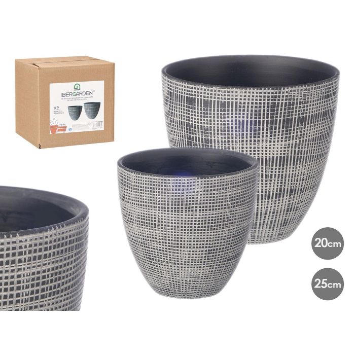 Set 2 Macetas Cuadradas Antracita 20 cm y 25 cm - Ibergarden (2 Unidades) Set 2 Macetas Cuadradas Antracita 20 cm y 25 cm - Ibergarden (2 Unidades)