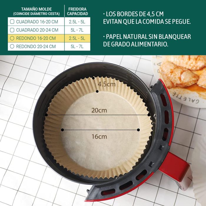 Algon Set de 20 bases de papel para Airfryer rojo (24 Cajas) 9 Algon Set de 20 bases de papel para Airfryer rojo (24 Cajas) 9