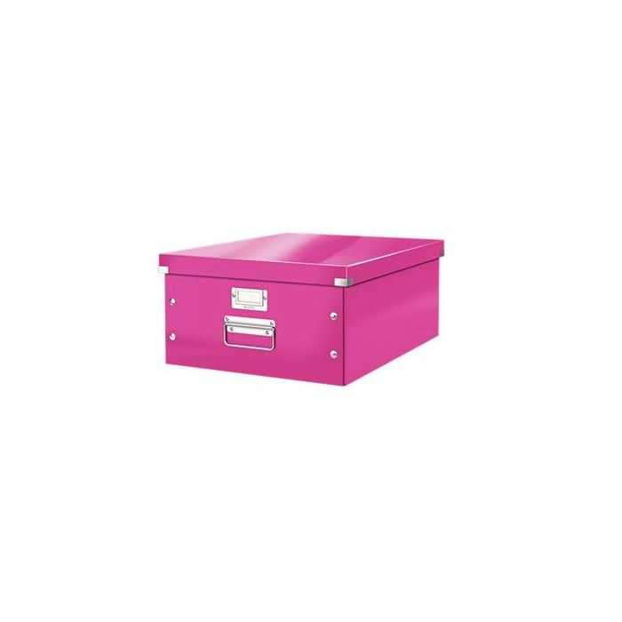 Caja Para Almacenamiento Leitz Click&Store 85% Carton Reciclado 29 Litros Grande 369X200X484 Mm Fucsia